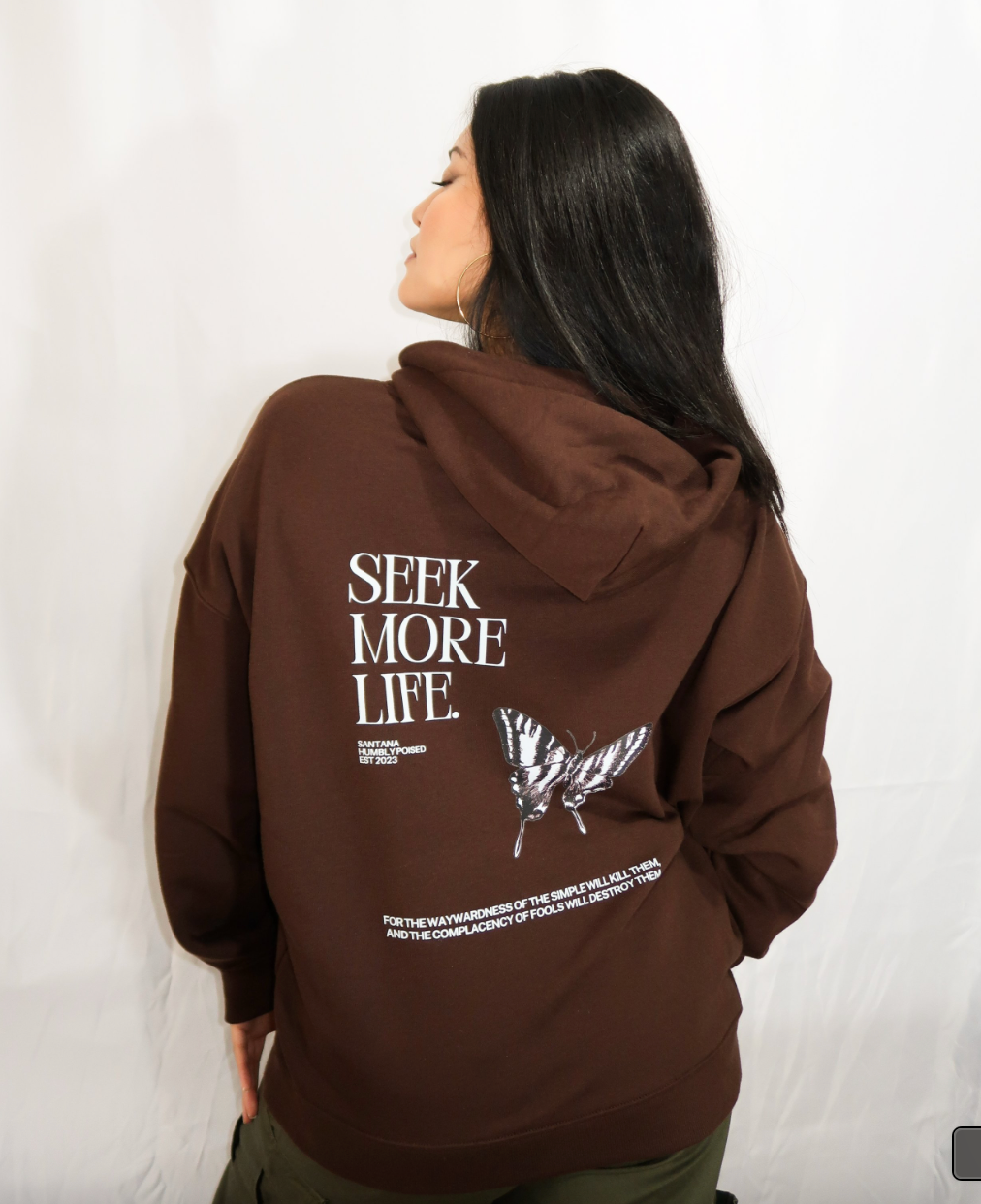 Seek More Life Oversized Lightweight Fleece Hoodie